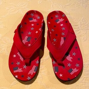 Spenco patriotic flip flop, size 10, new.